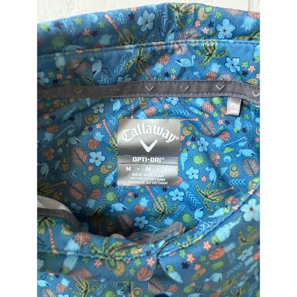 Calloway Men's Opti-Dry Performance Golf Polo Tropical Bird Palm Tree Shirt sz M - Picture 6 of 6
